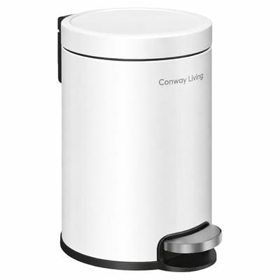 Conway Living® Premium Prullenbak - 3 liter - Badkamer - Matt Wit - 22x 25 cm - Pedaalemmer - 5 jaar Garantie