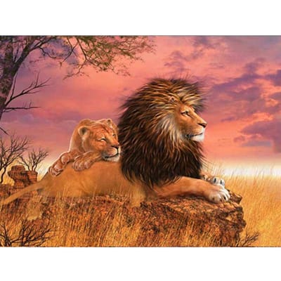 Peinture diamant thème Lion, broderie 5D à faire soi-même, point de croix, mosaïque, image en strass, décor 20X30CM brown
