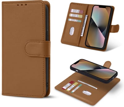 Casemania Hoesje Geschikt voor Apple iPhone 13 - Bruin - 2 in 1 Magnetic Afneembaar Book Case