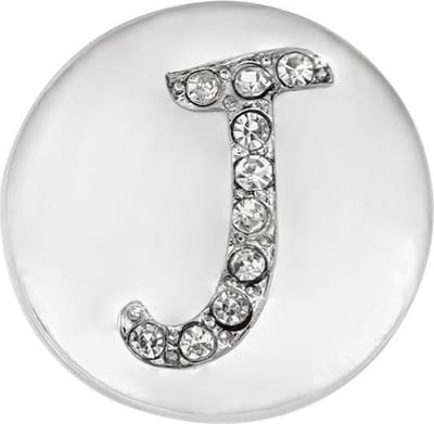 Quiges - Dames Click Button Drukknoop 18mm Alfabet J - EBCM154