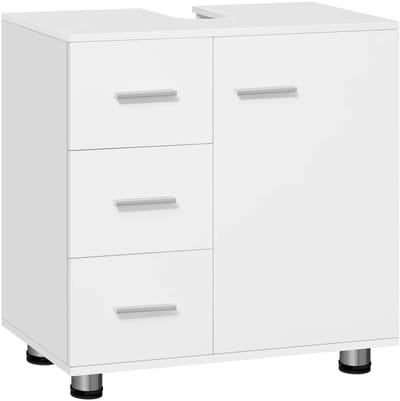 NaevaMi Badkamerkast - Badkamerkastje - Badkamerkasten - Wastafelkast - Wastafelkastje - Onderkast - Badkamermeubels - Hout - Wit - 60x60x30cm