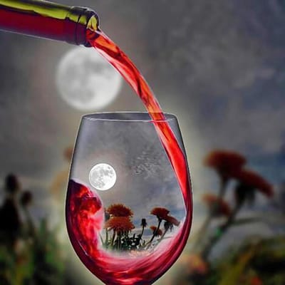 Peinture diamant paysage de vin rouge, point de croix, images rondes complètes, broderie, décor de Restaurant 30x30CM gray