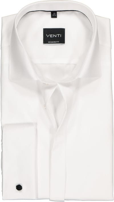 VENTI modern fit overhemd - mouwlengte 72 cm - dubbele manchet - wit