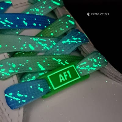 Beste Veters – Schoenaccessoires - Lichtgevende veters – Airforce veters en gesp groen – Glow in the dark – Veters 120 cm – Airforce gesp groen – af1 gesp groen - Kerst-AF1