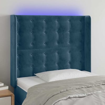 vidaXL - Hoofdbord - LED - 103x16x118/128 - cm - fluweel - donkerblauw