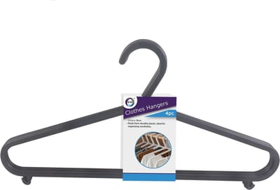 DID Kledinghangers - 4x - kunststof - zwart - 37 x 18 cm - kledingkast organiseren - kleding opruimen