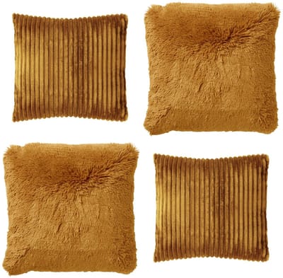 Dutch Decor - KUSSENSET - 4-delig - Cosy Layers - 60x60 cm, 45x45 cm - inclusief binnenkussens - geel - Met Ritssluiting – Decoratie Kussens - Comfortabele kussentjes voor op de Bank