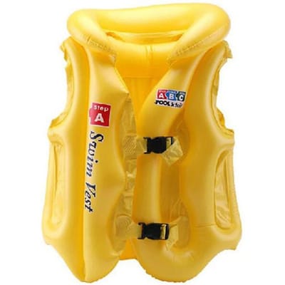 Gilet de sauvetage gonflable pour enfant Flottabilité Maillot de bain Piscines pour bébé Natation Flotteur d'eau Blouson pour enfant Sans manches Équipement de natation S jaune