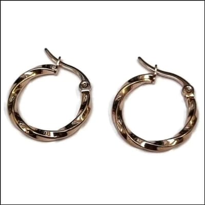 Aramat Jewels | Oorringen | RVS Gedraaide Oorringen - Dames hoops | Rosékleurig / 20mm | |2,5mm | Staal | Volwassenen | Verkleurd niet