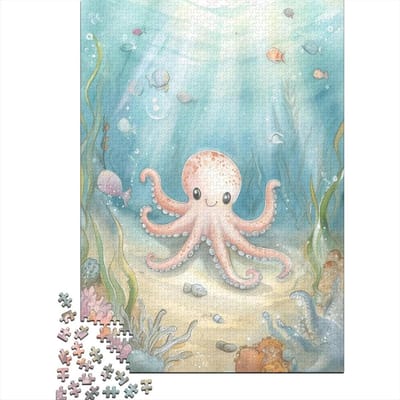 Octopus Puzzel voor volwassenen, 1000 stukjes, veeleisende puzzelspellen, mini-puzzel voor volwassenen, artwork Jigsaw, puzzel voor familie, spel, woondecoratie, 1000 stuks, 75 x 50 cm