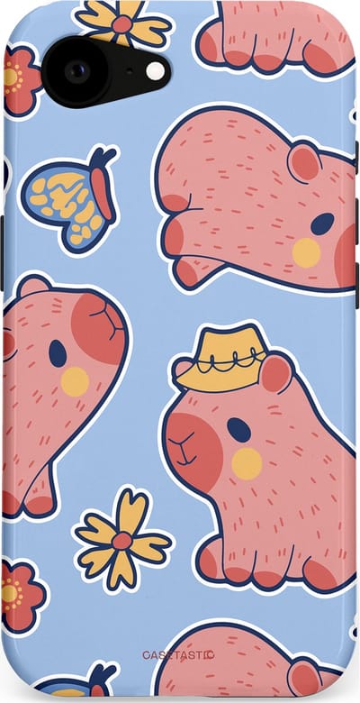Casetastic Hoesje Geschikt voor Apple iPhone 16e Magsafe - Stijlvolle Beschermende Duo-layer Case - Capibara geluk
