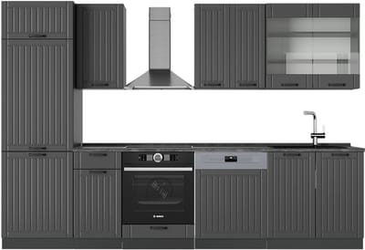 Vicco Fame-Line Complete keukeneenheid – 300 cm zonder werkblad Donkergrijs