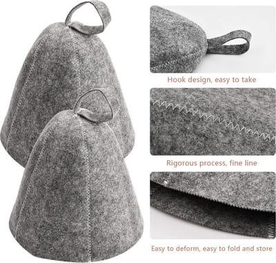 PolkaHome 2 Stuks Sauna Muts – Saunahoed – Sauna Hoed van Wolvilt | Premium Sauna Accessoires