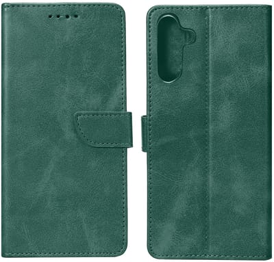 Rixus Bookcase For Samsung Galaxy A54 Dark Green