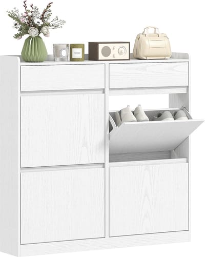 HOMCOM Klapbare schoenenkast - Spaanplaat - 98x19,2x95,3cm - Wit