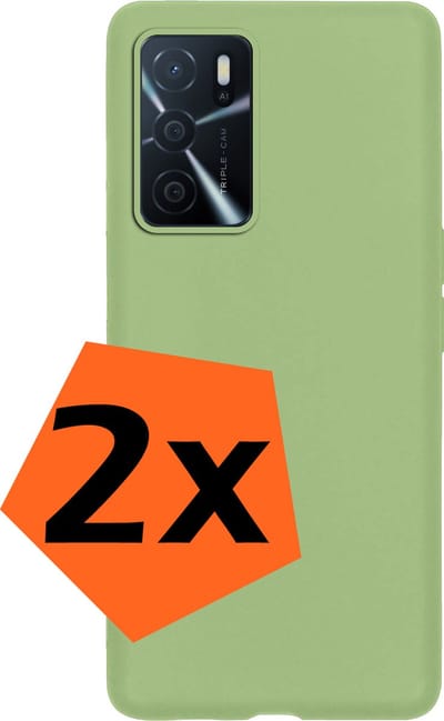 Hoes - 2 Stuks - Geschikt voor OPPO A16 - Sterk & Shockproof - Case Siliconen - Back Cover - Telefoon Hoes - Groen