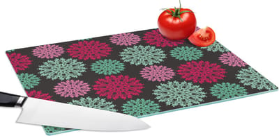 Glazen Snijplank - 39x28 - Bloemen - Vintage - Roze - Turquoise - Patronen - Snijplanken Glas