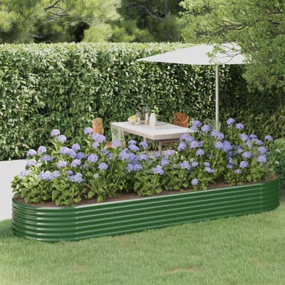 vidaXL - Plantenbak - 322x100x36 - cm - gegalvaniseerd - staal - groen