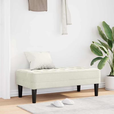 vidaXL - Bank - met - kussen - Crème - 113 - x - 57 - x - 39 - cm - Fluweel