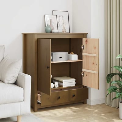 vidaXL - Hoge - kast - 83x41,5x100 - cm - massief - grenenhout - honingbruin