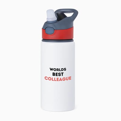 Hacebo® - worlds best colleague waterfles met rietje rood - Collega - de beste collega - werknemers - verjaardagscadeau - verjaardag - cadeau - afscheidscadeau - geschenk - leuke cadeau - kado - gift - water fles - 650ML