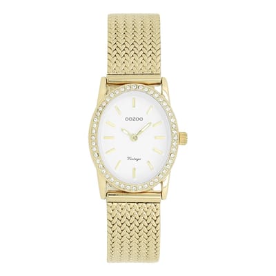 OOZOO Vintage series - Goudkleurige horloge met metalen v-mesh armband - C20432