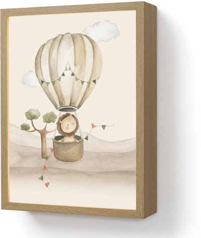 Wandlamp 30x40 cm - Oplaadbaar - Luchtballon - Leeuw - Watercolor - Safari - Dieren - Wandlampen binnen woonkamer - Slaapkamer lamp - Decoratieve nachtlamp - Vloerlamp draadloos