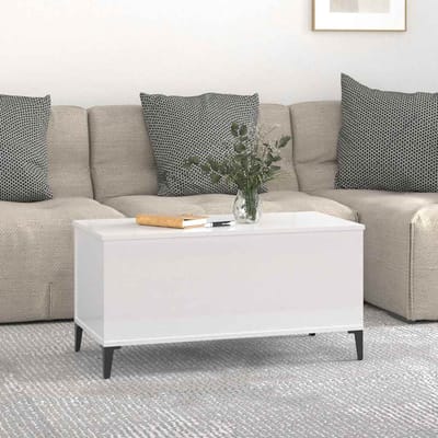 vidaXL - Salontafel - 90x44,5x45 - cm - bewerkt - hout - hoogglans - wit
