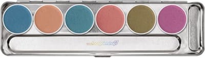 Kryolan Aquacolor schminkpalette 6 interferenz glans kleuren