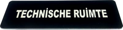 Deurbordje met tekst Technische ruimte - 150 x 50 mm (incl. dubbelzijdige tape) - zwart / wit | Geborstelde RVS-look toplaag | Gratis Verzending