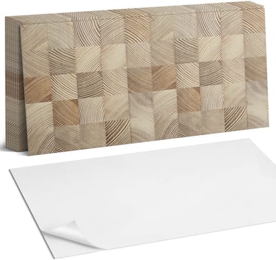 Coloray Plaktegels - Houten plankpatroon Zelfklevende Wandtegels - 40 cm x 20 cm - Beige Plaktegels - 10 stuks - Rechthoek PVC Tegels - Plaktegels Badkamer - Vloertegels Zelfklevend - Vinyltegels Vloer Zelfklevend - Portugese Tegels