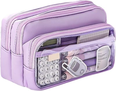 Grote Pencils Case met 4 Compartimenten voor School, College en Kantoor - Aesthetisch en Ruim, Perfect voor Meisjes en Jongens