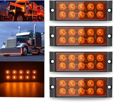 4x Gele Zijmarkeringslichten LED 12/24V – Ultra Dun Begrenzingslicht voor Vrachtwagen, Aanhanger, Caravan