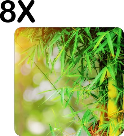 Luxe Placemat - Groene Bamboo - Set van 8 Placemats - 50x50 cm - 2 mm dik Vinyl - Anti Slip - Afneembaar