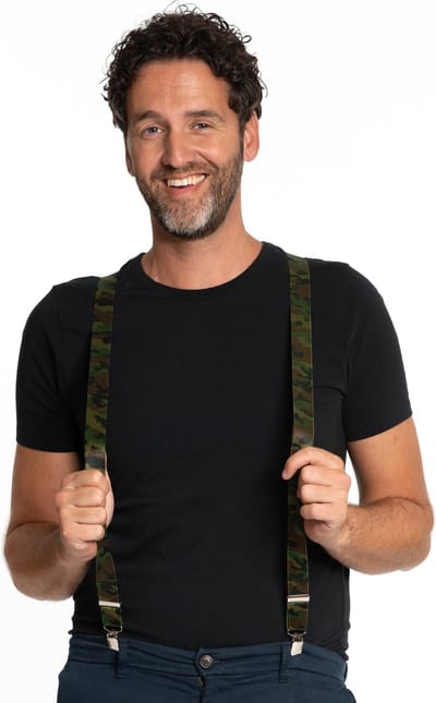 Partychimp Bretels Camouflage Leger Army voor bij Carnavalskleding Heren Carnaval Accessoires 2,5 Cm Breed - Groen - One-size