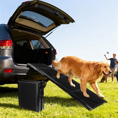 Nobleza Hondenloopplank - Loopplank hond voor auto - 170x44cm - Tot 80 kg Draagkracht - Hondentrap - Hondentrapje voor honden - Zwart