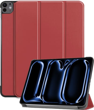 Hoesje - Geschikt voor Apple iPad Pro (2024/2025) - 11 inch - Dun & Stevig - Hardcover Book Case - Trifold Bookcase Hoes - Hard Cover - Tablethoes - Donkerrood