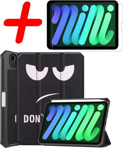 Hoesje Geschikt voor Apple iPad Mini 6 (2021) - 8.3 inch - 6e Generatie - Met Screenprotector - Trifold Bookcase - Hard Cover Case - Met Uitsparing Geschikt voor Apple Pencil - Hardcover Book - Tablet Hoes - Don't Touch Me