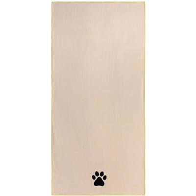 Serviette de bain en microfibre pour animaux de compagnie brodée, super douce, absorbante, séchage rapide, épaisse, couverture pour chien et chat, peignoir, fournitures de toilettage 35x75cm beige