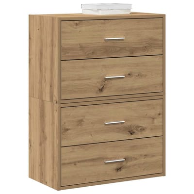 vidaXL - Kasten - met - 4 - lades - 2st - 60x31x40cm - bewerkt - hout - artisanaal - eiken