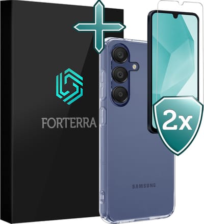 Hoesje Met 2x Screenprotector - Geschikt voor Samsung Galaxy A16 - Sterk & Shockproof - Telefoon Hoes - Back Cover - Siliconen Case - Transparant