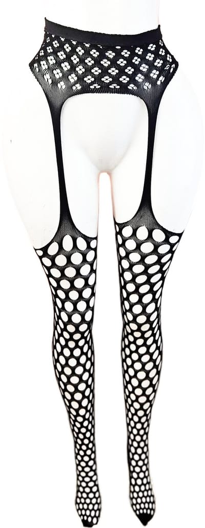 BamBella ® - Panty -Onesize - open kruis hoge kousen broek Dames - Onesize - sexy Erotische lingerie van kant zwart