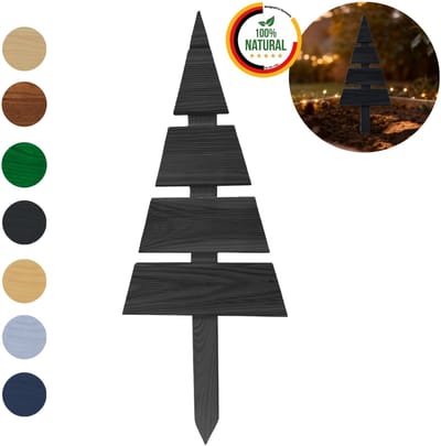 Floranica houten kerstboom, hoogte 45 cm, zwart – kerstdecoratie, kerstboom voor binnen en buiten, om in pot of in de grond te steken