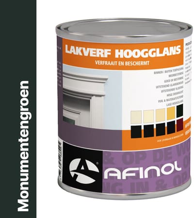 Afinol Hoogglans Lakverf Monumentengroen (N0.15.10) 750 ml - Lak - Houtlak - Houtverf - Voor Binnen en Buiten - geschikt voor hout, metaal en kunststof