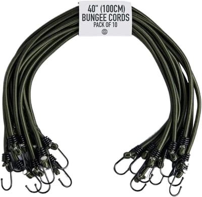 Elastische spanbanden - Bungy koorden - Lading vastzetten - Met dubbele haken - 10 stuks 100cm - Legergroen