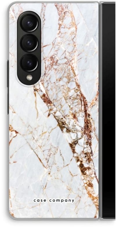 Case Company® - Hoesje geschikt voor Samsung Galaxy Z Fold4 hoesje - Goud marmer - Soft Cover Telefoonhoesje - Bescherming aan alle Kanten en Schermrand
