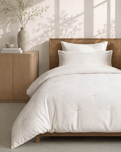 HOOMstyle Wasbaar dekbed zonder overtrek - 140x220 1 persoons met 1 kussensloop - Cotton White