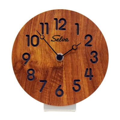 SELVA tafelklok, modern, analoog, kwarts, van hout (MDF-gecoat), Zwarte Woud handwerk, Made in Germany