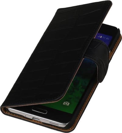 BestCases.nl Samsung Galaxy Core 2 G355H Krokodil booktype hoesje Zwart