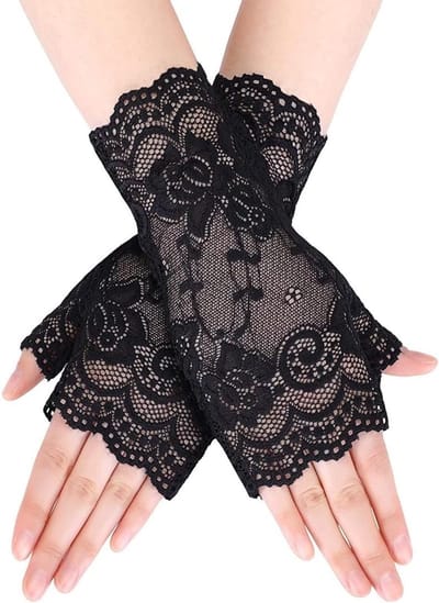 Vingerloze Franse kanten handschoenen voor dames, sexy ademend ontwerp, ideaal voor bruiloften en feesten, bloemen mesh stijl